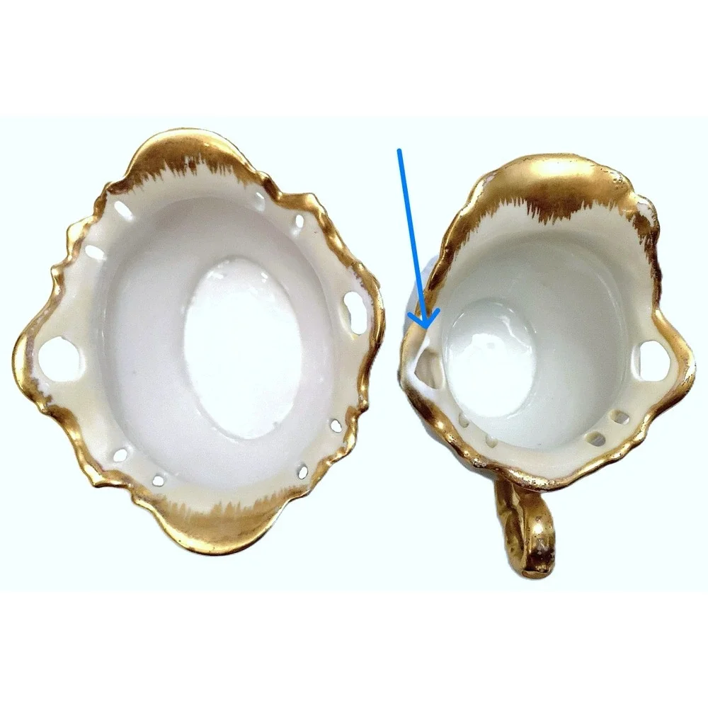 11 pcs Antique Painted China Blue Florals Vanity Trinket Instant Collection READ
